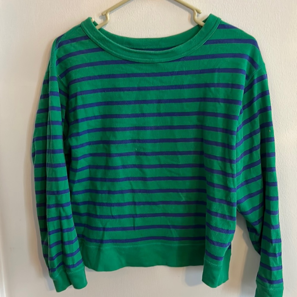 Entireworld Green and Blue Striped Long Sleeve Shirt